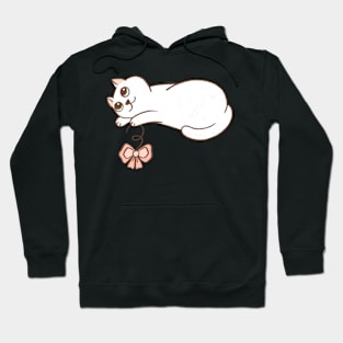 Cute white cat with bow Hoodie